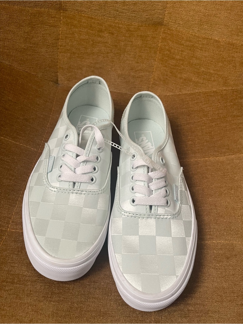 Vans Checkerboard Low Top Sneakers in mint green and White